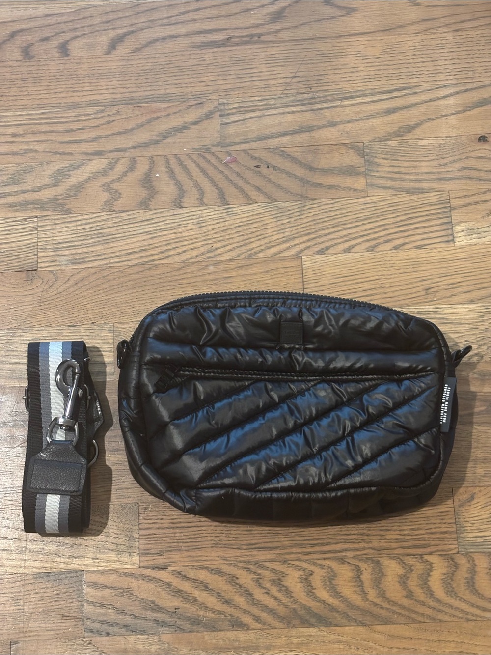 Think Royln Black Cross Body Quilted Diagonal Waist Bag